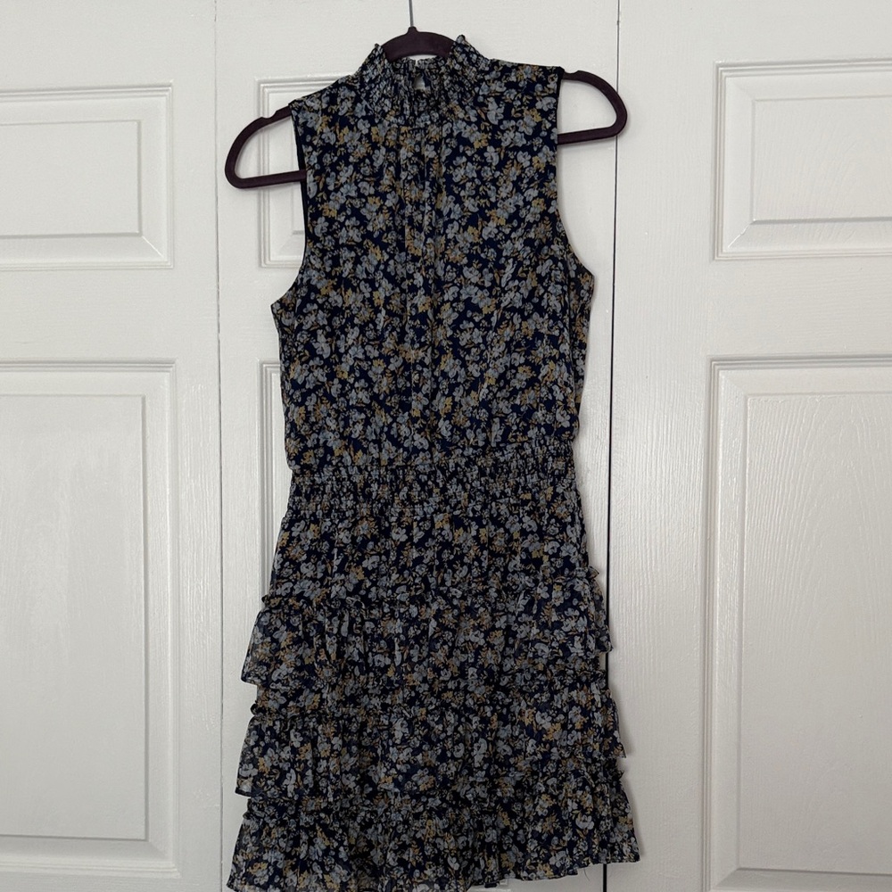 MSK Navy and Gold Floral Mini Dress